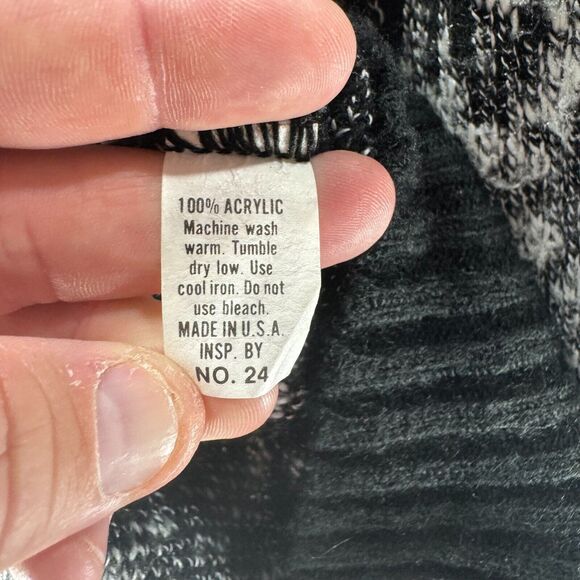 Vintage Edison Knitwear Sweater Mens Large Silver Black Pullover Made In USA VTG - Picture 8 of 13